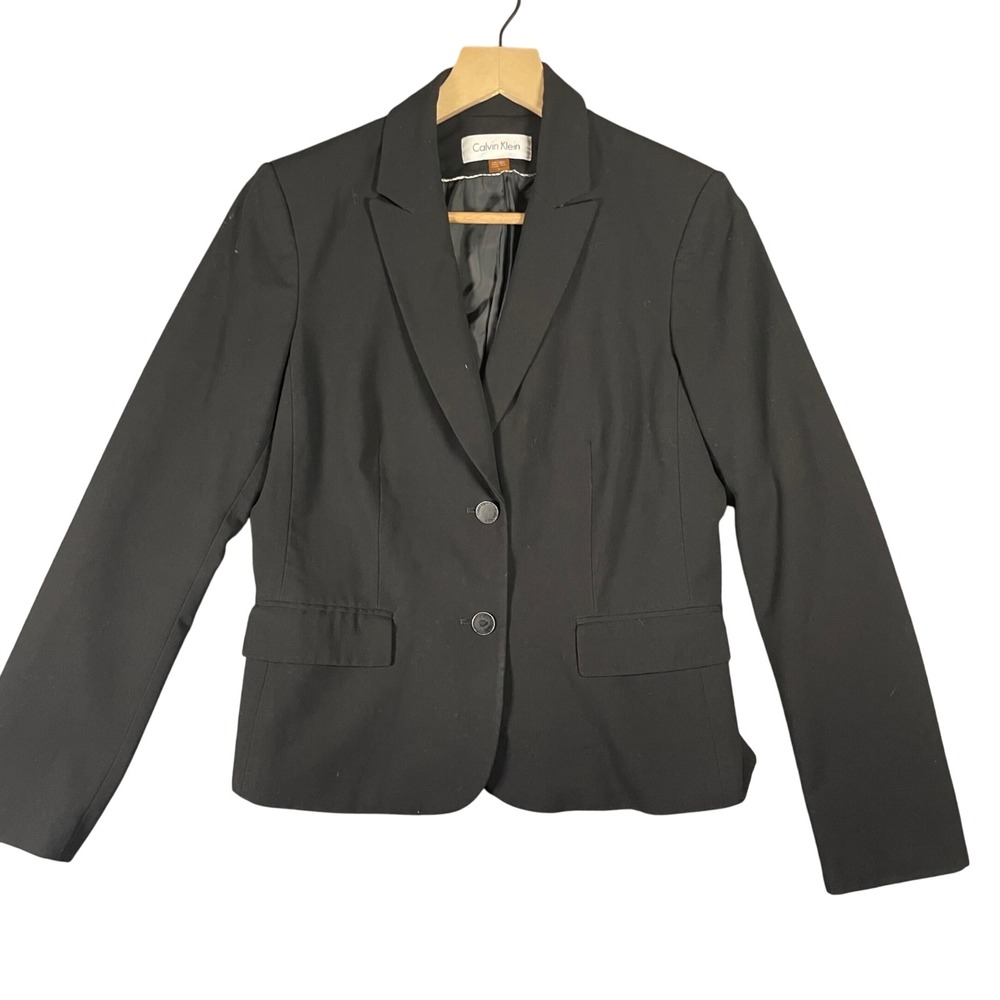 Calvin Klein Blazer Jacket Women's Size 4 Black Single Breasted *See Pics